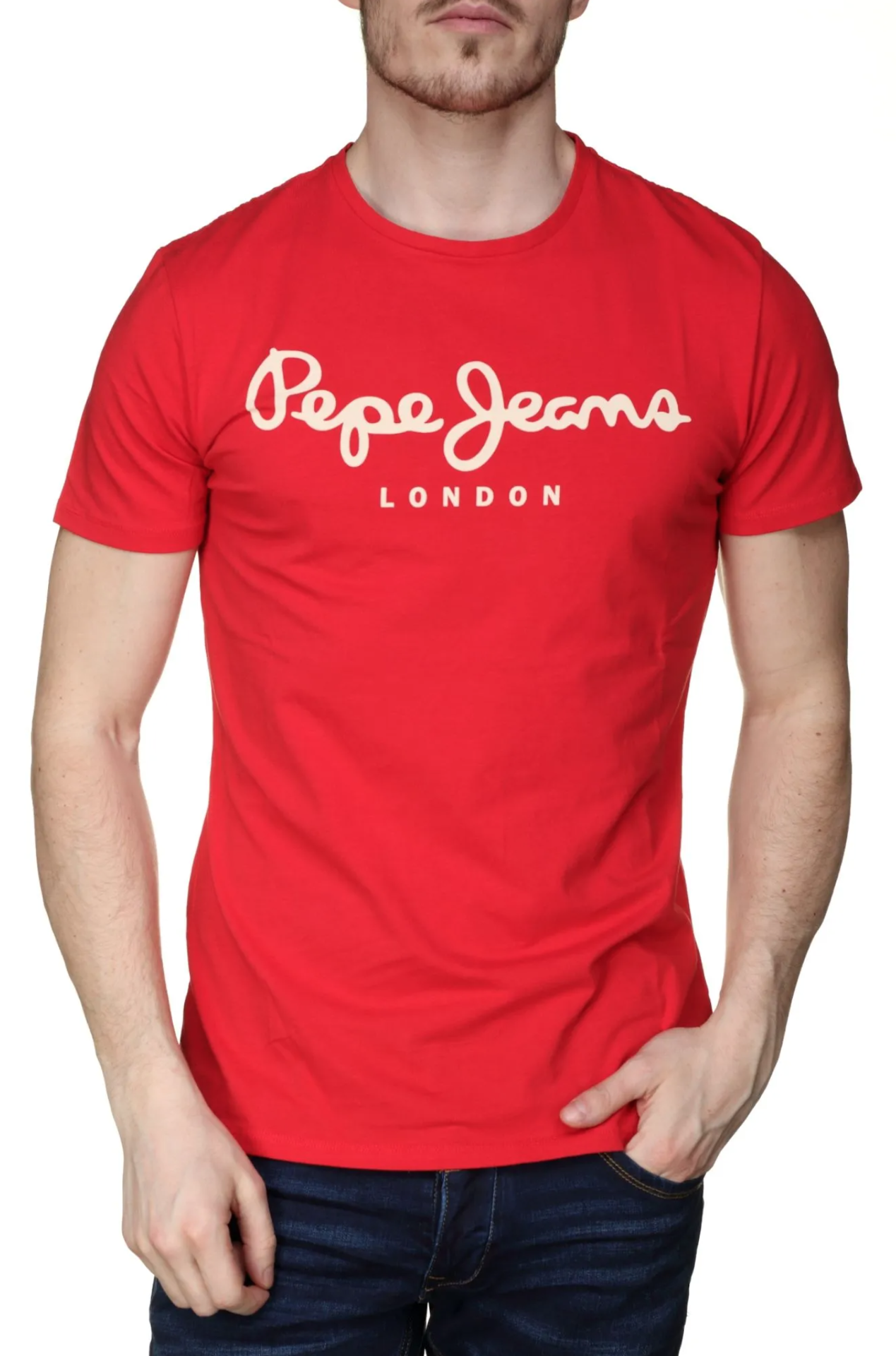 Pepe Jeans | a trusted T-shirt \\ Kicks sports Jeans - Pepe | Czerwony branded PM501594 footwear - 254 Mens - Sport London Red supplier of 