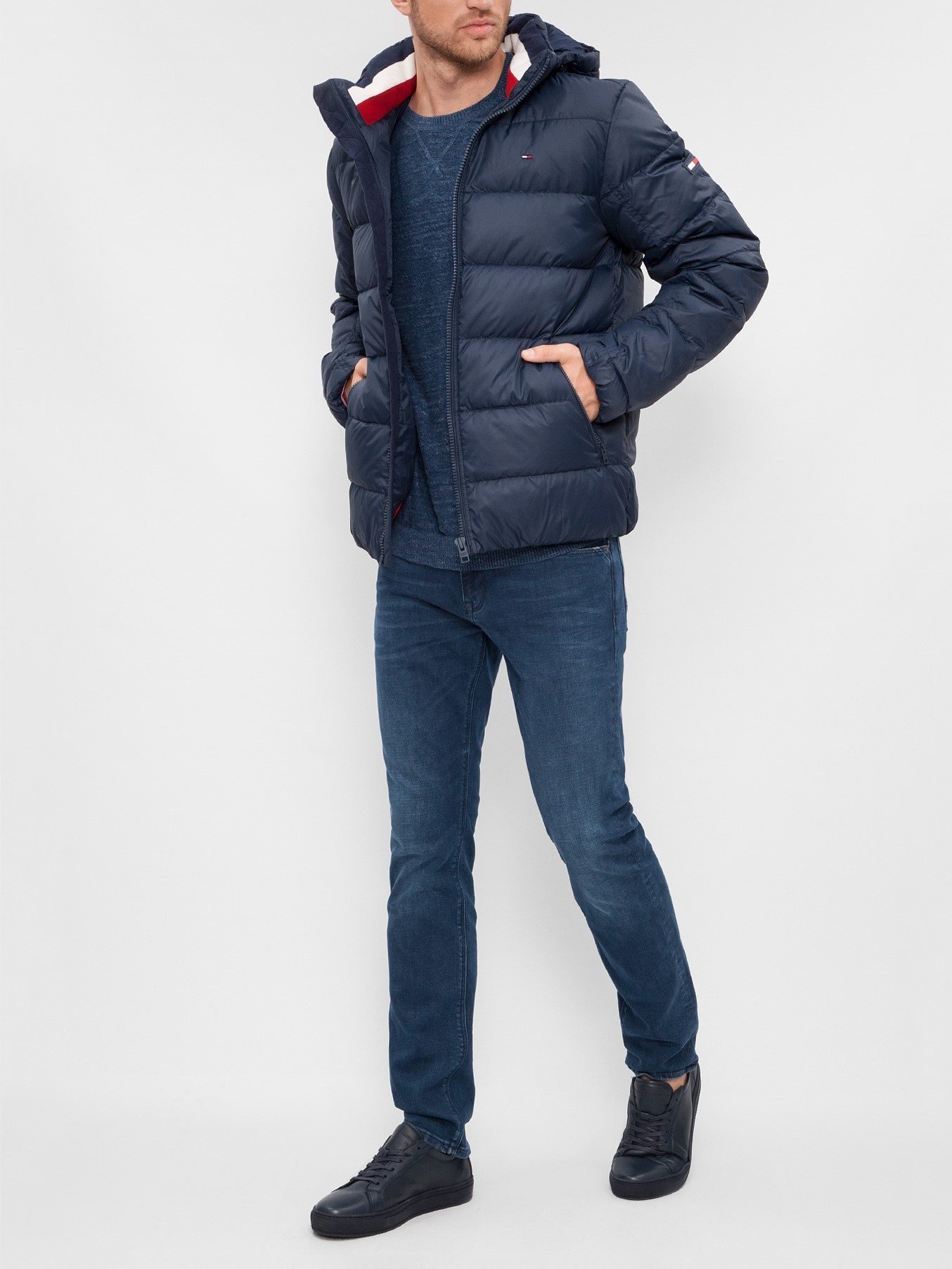 tommy hilfiger navy blue winter jacket