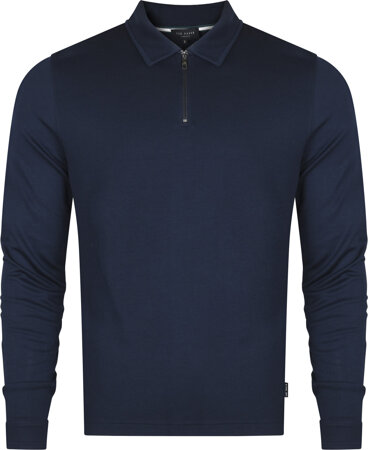 TED BAKER LONDON - MEN'S POLO LONGSLEEVE 269623 NAVY-BLUE KARPOL