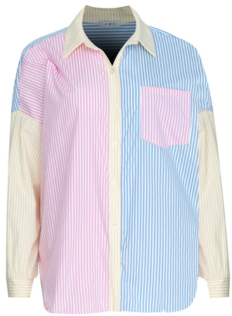 FASHION - KOSZULA DAMSKA W PASKI - ID8899 ŻÓŁTA