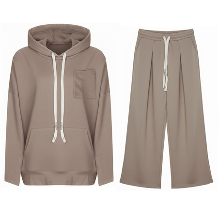 FASHION -  KOMPLET DRESOWY DAMSKI  - ID8871 JASNOBRĄZOWY