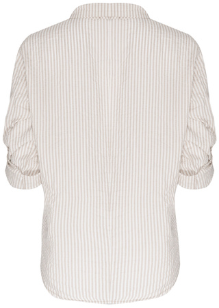 FASHION - KOSZULA DAMSKA W PASKI - ID8847 BEŻOWA