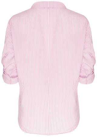 FASHION - KOSZULA DAMSKA W PASKI - ID8848 RÓŻOWA