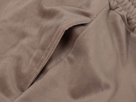 FASHION - WELUROWY KOMPLET DRESOWY DAMSKI  - ID8861 JASNOBRĄZOWY