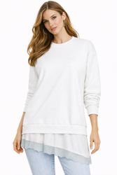 FASHION - BLUZA DAMSKA Z HALKĄ - ID8856 BIAŁA