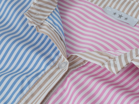 FASHION - KOSZULA DAMSKA W PASKI - ID8900 BRĄZOWA