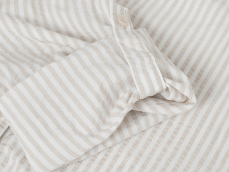 FASHION - KOSZULA DAMSKA W PASKI - ID8847 BEŻOWA