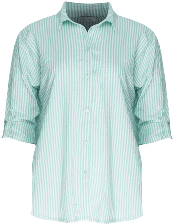 FASHION - KOSZULA DAMSKA W PASKI - ID8849 MIĘTOWA