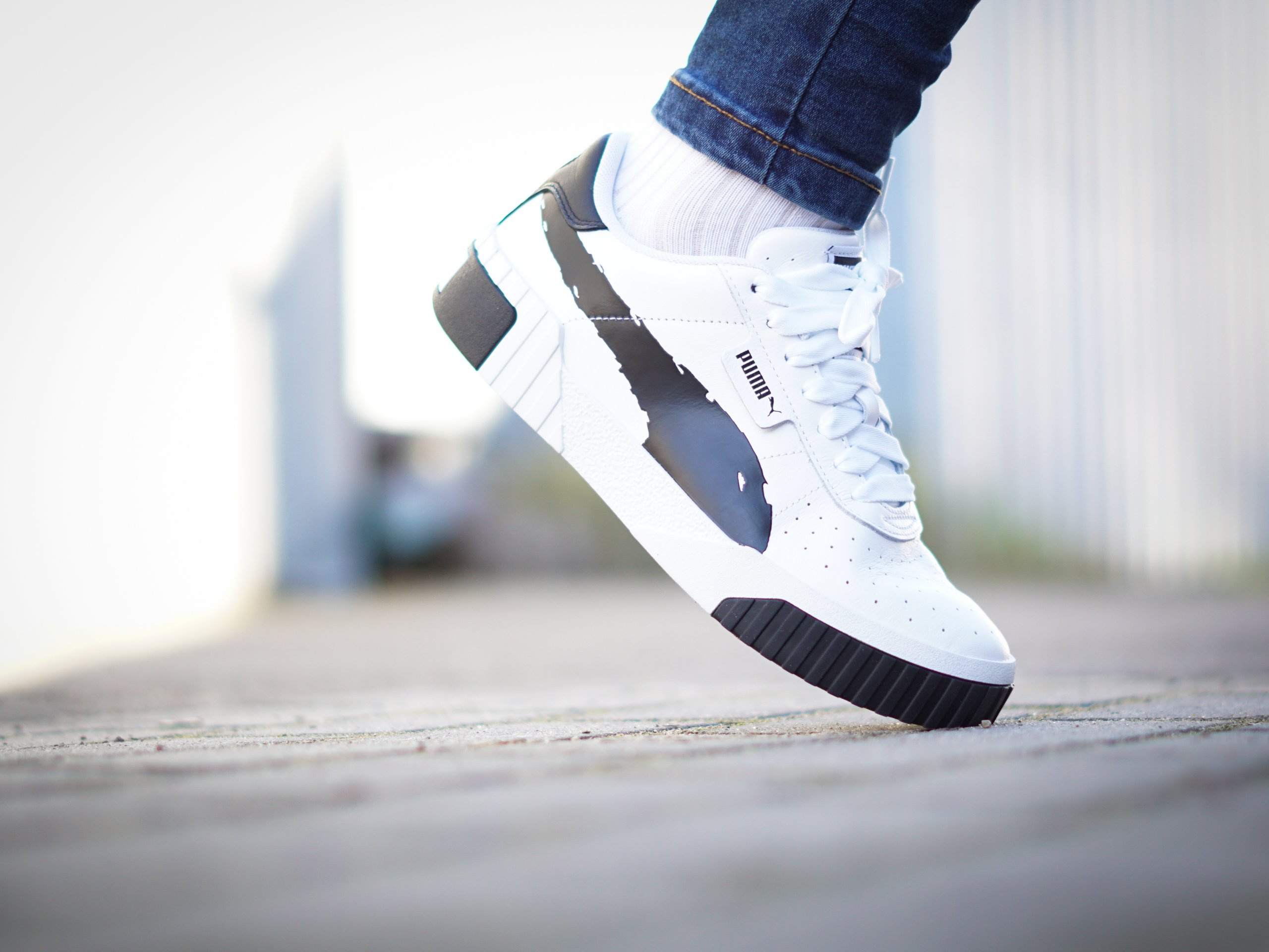 Puma - Cali Brushed 373896-01 - Sneakers - White / Black Biały [eng] |  Womens \\ Puma | Kicks Sport - a trusted supplier of branded sports footwear