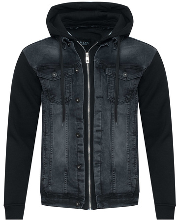GMESG - KURTKA MĘSKA JEANSOWA Z KAPTUREM - 801-3