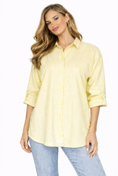 FASHION - KOSZULA DAMSKA W PASKI - ID8851 ŻÓŁTA