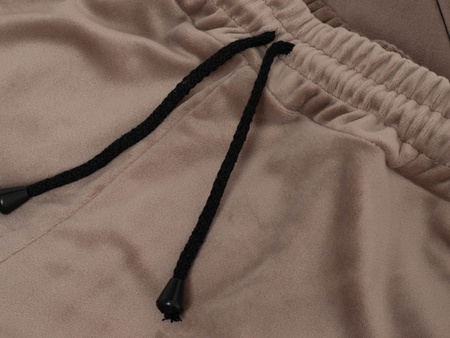 FASHION - WELUROWY KOMPLET DRESOWY DAMSKI  - ID8861 JASNOBRĄZOWY