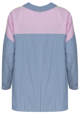 FASHION - KOSZULA DAMSKA W PASKI - ID8901 GRANATOWA