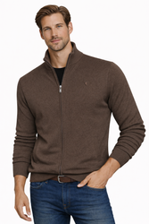 ORIGINAL REDWAY  - SWETER ROZPINANY BRĄZOWY