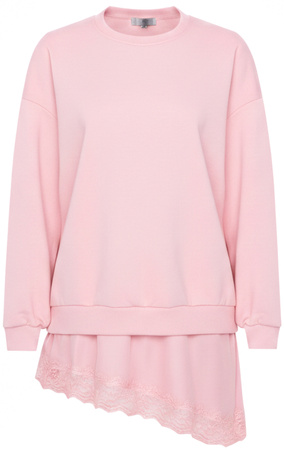 FASHION - BLUZA DAMSKA Z HALKĄ - ID8854 RÓŻOWA